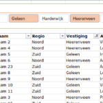 Schermafdruk van een voorbeeld van een,lijst met een slicer.