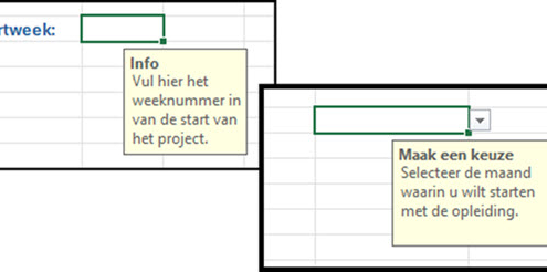 2 voorbeelden van gegevensvalidatie met een invoerbericht