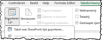 Schermafbeelding van de knop Exporteren