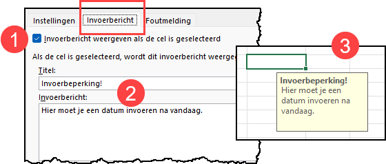 Voorbeeld van hoe je een invoerbericht maakt