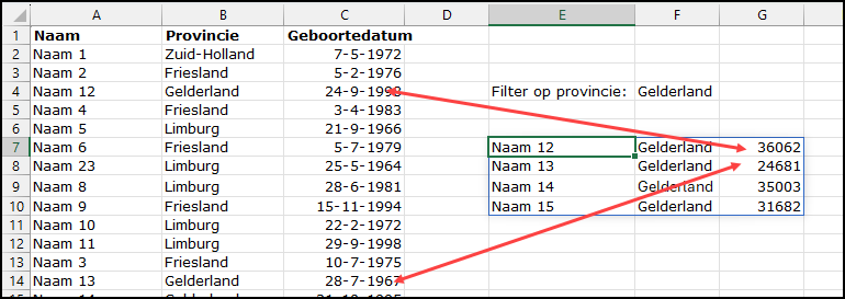 Nieuwe lijt met een datum erin. Die datum is in het 