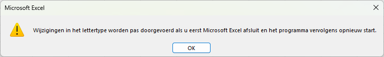 Dialoogvenster met de extra waarschuwing.
