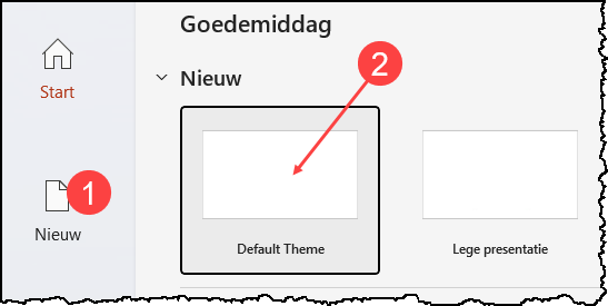 Schermafbeelding welke nieuwe presentatie je moet kiezen voor het juiste lettertype in PowerPoint.