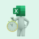 Poppetje met Excel-hoofd en klok in de hand
