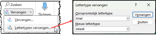 Dialoogvenster in PowerPoint om lettertype te vervangen