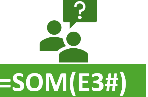 Afbeelding van een formule met een #, nl. =SOM(E3#)