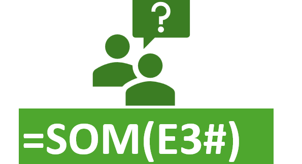 Afbeelding van een formule met een #, nl. =SOM(E3#)