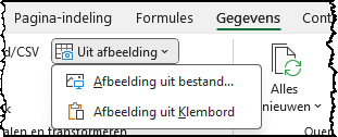 Schermafdruk van de knop om gegevens te halen uit een afbeelding
