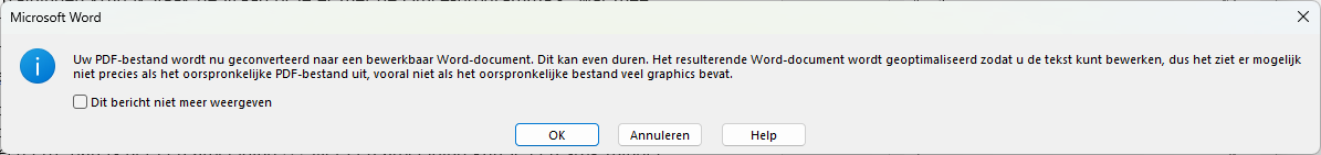 Schermafdruk van de waarschuwing