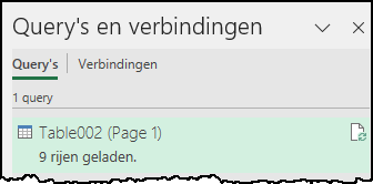 Schermafdruk van het deelvenster Query's en verbindingen, waar je de gemaakte query kunt zien