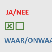 Decoratieve afbeelding met ja/nee, waar/onwaar, checkbox in- en uitgeschakeld