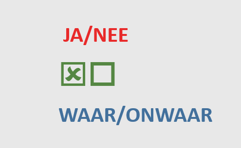 Decoratieve afbeelding met ja/nee, waar/onwaar, checkbox in- en uitgeschakeld