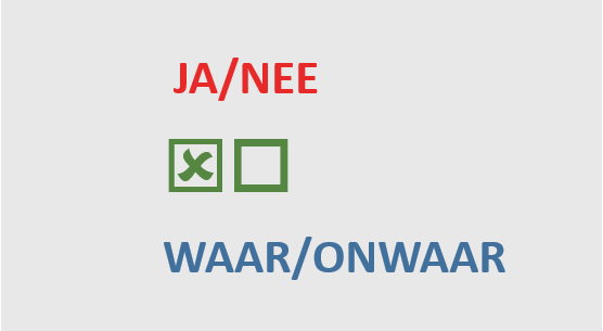 Decoratieve afbeelding met ja/nee, waar/onwaar, checkbox in- en uitgeschakeld