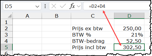 Schermafbeelding van het voorbeeld. In de tekst staat de uitleg