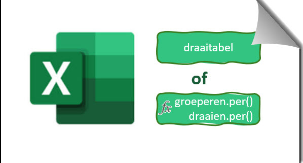 Logo van Excel met symbolische kies je voor draaitabel of functies