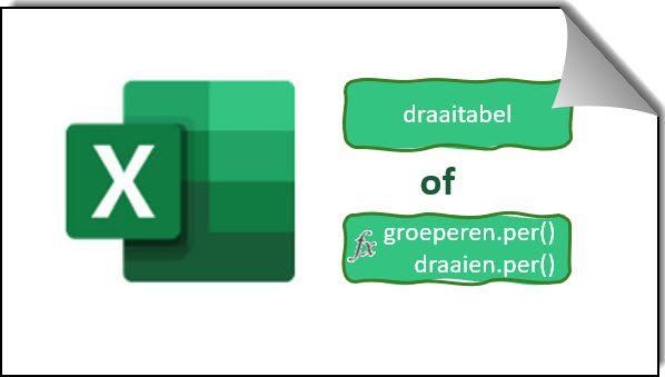 Logo van Excel met symbolische kies je voor draaitabel of functies