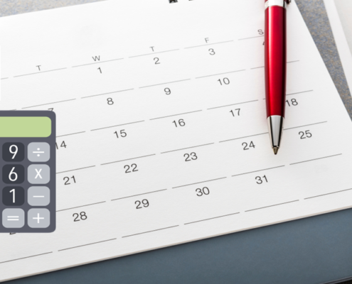 Decoratieve afbeelindg symbool voor kalender, Excel en calculator