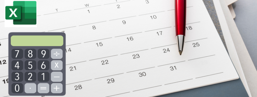 Decoratieve afbeelindg symbool voor kalender, Excel en calculator
